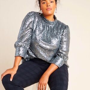 Anthropologie Luna Sequined Top